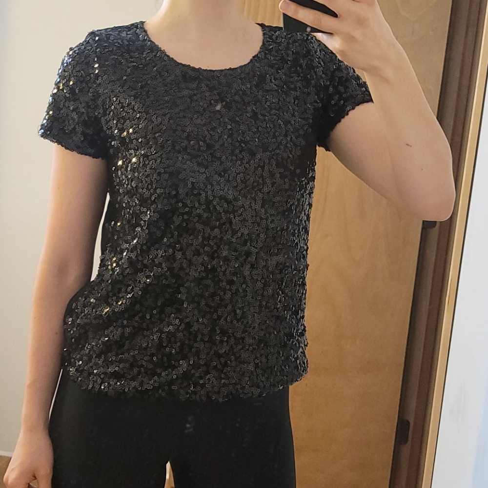 Black Sequin Forever 21 top